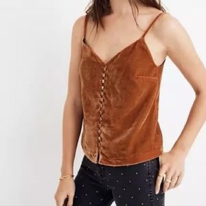 Madewell Velvet Button-Down Cami Tank Top